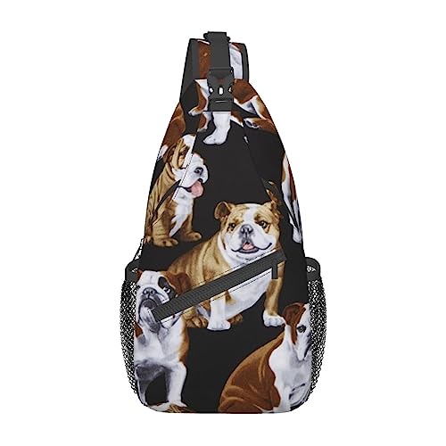 Oodles of Poodles Sling Bag Travel Crossbody Backpack Chest Pack for Men Women, Adjustable Left and Right Shoulders Hiking Casual Daypack, French Bulldogs, Einheitsgröße von VGFJHNDF