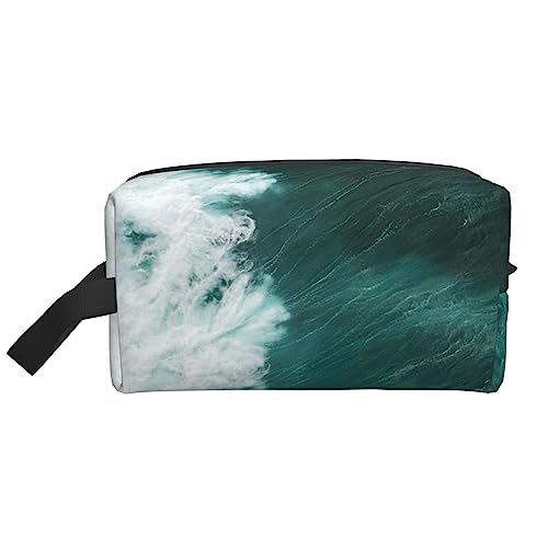 Osterhasen-Reise-Make-up-Tasche mit Griffschlaufe – große Kapazität, tragbar, Kosmetik-Organizer-Tasche für Damen und Mädchen, Geschenke, Blue Ocean Surf, Einheitsgröße von VGFJHNDF