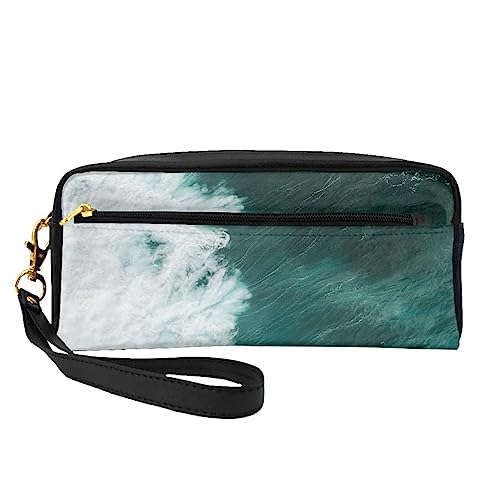 Osterhasen-Reise-Make-up-Tasche mit Griffschlaufe – weiches und vielseitiges PU-Leder, tragbare Kosmetiktasche für Damen und Mädchen, Geschenke, Blue Ocean Surf, Einheitsgröße von VGFJHNDF