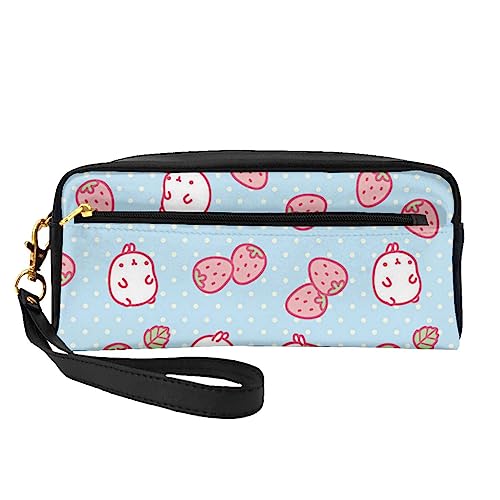 Osterhasen-Reise-Make-up-Tasche mit Griffschlaufe – weiches und vielseitiges PU-Leder, tragbare Kosmetiktasche für Damen und Mädchen, Geschenke, Cartoon-Charakter: Erdbeere, Einheitsgröße von VGFJHNDF