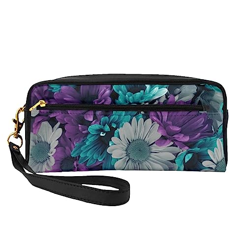 Osterhasen-Reise-Make-up-Tasche mit Griffschlaufe – weiches und vielseitiges PU-Leder, tragbare Kosmetiktasche für Damen und Mädchen, Geschenke, Violett/Weiß mit Blumenmuster, Einheitsgröße von VGFJHNDF