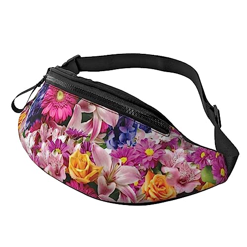 Pinguin-Schildkröten-Sport-Hüfttasche mit Reißverschluss und Kopfhörerloch, Laufgürteltasche mit verstellbarem Gürtel für Männer und Frauen, Rosa Blumen und goldene Rosen, Einheitsgröße von VGFJHNDF