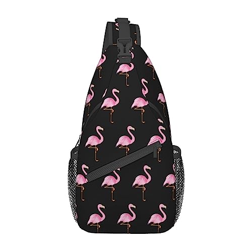 Pink Flamingo Bird Sling Bag Travel Crossbody Backpack Chest Pack for Men Women, Adjustable Left and Right Shoulders Hiking Casual Daypack, Rosa Flamingo Vogel, Einheitsgröße von VGFJHNDF