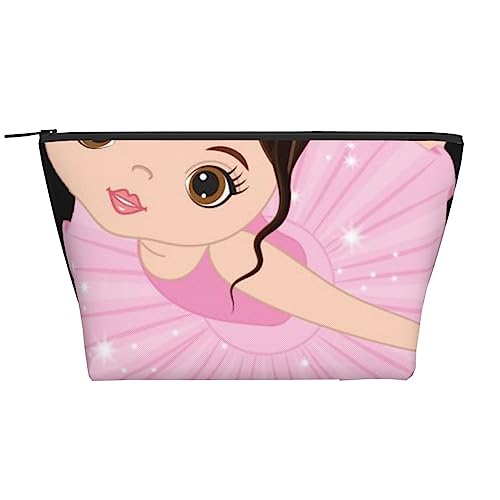 Reise-Make-up-Tasche, gestreift, trapezförmig, tragbar, langlebig, geräumig und vielseitig, Little Ballerina, tanzendes Mädchen, Einheitsgröße von VGFJHNDF