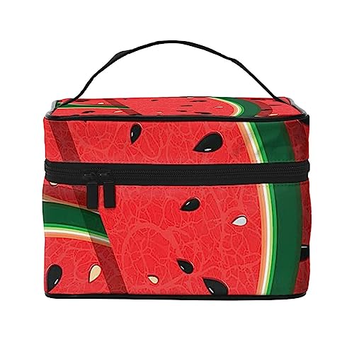 Reise-Make-up-Tasche mit Eiffelturm Paris Straße, roter Regenschirm, eleganter und geräumiger Kosmetik-Organizer für unterwegs, Rote Wassermelone, Einheitsgröße von VGFJHNDF