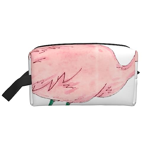 Reise-Make-up-Tasche mit Griff und Tragegurt, Blumenmuster, rustikales Holz, große Kapazität, tragbar, Kosmetiktasche für Damen und Mädchen, Geschenke, Handbemalter Flamingo-Vog, Einheitsgröße von VGFJHNDF