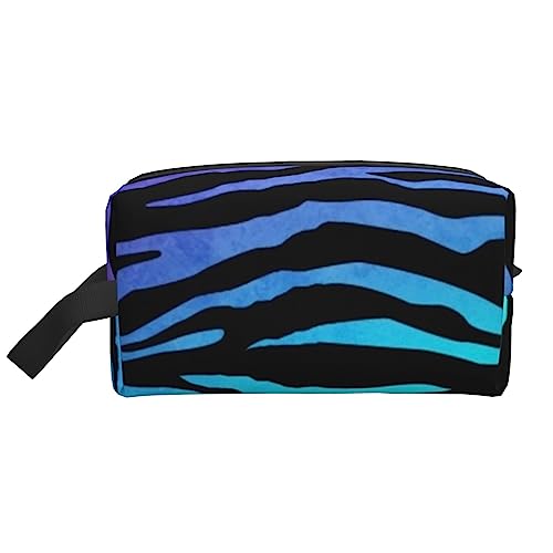 Reise-Make-up-Tasche mit Griffschlaufe – große Kapazität, tragbar, Kosmetiktasche für Damen und Mädchen, Geschenk, Lila Blau Grün Camouflage Zebra Streifen, Einheitsgröße von VGFJHNDF