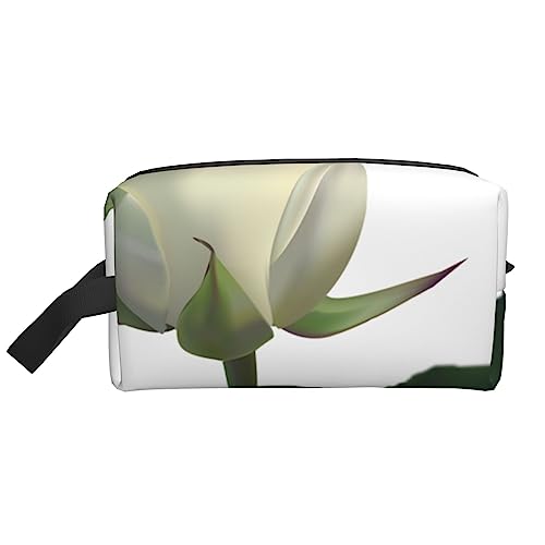 Reise-Make-up-Tasche mit Griffschlaufe – große Kapazität, tragbar, Kosmetiktasche für Damen und Mädchen, Geschenk, white rose, Einheitsgröße von VGFJHNDF