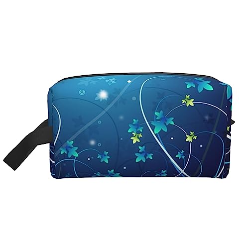 Reise-Make-up-Tasche mit Griffschlaufe – große Kapazität, tragbar, tragbar, Kosmetiktasche für Damen und Mädchen, Geschenke, Blue Swirl, Einheitsgröße von VGFJHNDF