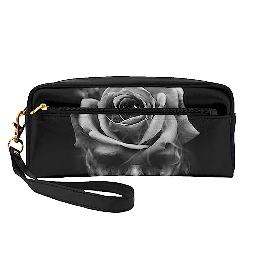 Reise-Make-up-Tasche mit Griffschlaufe – weiches und vielseitiges PU-Leder, tragbar, Kosmetiktasche für Damen und Mädchen, Geschenk, Feuerschädel Rose, Einheitsgröße von VGFJHNDF