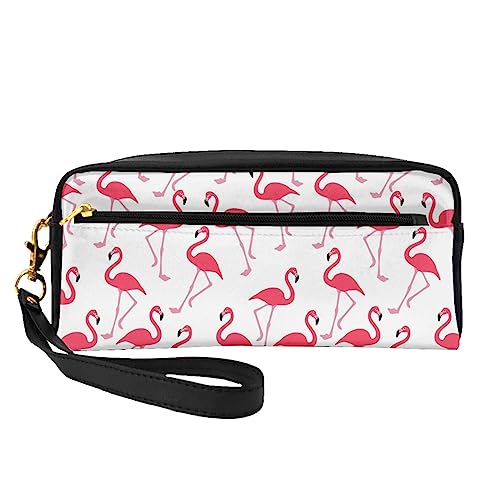 Reise-Make-up-Tasche mit Griffschlaufe – weiches und vielseitiges PU-Leder, tragbar, Kosmetiktasche für Damen und Mädchen, Geschenk, Rosa Flamingo-Muster, Einheitsgröße von VGFJHNDF