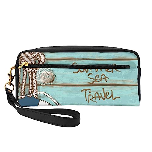 Reise-Make-up-Tasche mit Griffschlaufe – weiches und vielseitiges PU-Leder, tragbare Kosmetiktasche für Damen und Mädchen, Marine Life Sea Deck, Einheitsgröße von VGFJHNDF