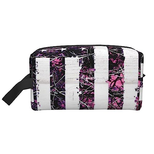 Reise-Make-up-Tasche mit Handschlaufe – große Kapazität, tragbar, Kosmetiktasche für Damen und Mädchen, Geschenk, American Camouflage lila, Einheitsgröße von VGFJHNDF