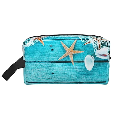 Reise-Make-up-Tasche mit Handschlaufe mit Palmenblättern, große Kapazität, tragbar, Kosmetiktasche für Damen und Mädchen, Geschenke, starfish, Einheitsgröße von VGFJHNDF