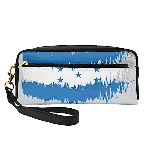 Reise-Make-up-Tasche mit Hase und Ostereiern, mit Tragegriff, weiches und vielseitiges PU-Leder, tragbar, Kosmetiktasche für Damen und Mädchen, Blau Honduras Flagge, Einheitsgröße von VGFJHNDF