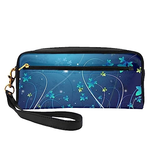 Reise-Make-up-Tasche mit Tragegriff, weich, vielseitig, PU-Leder, tragbar, für Damen und Mädchen, Braun gestreift, Blue Swirl, Einheitsgröße von VGFJHNDF