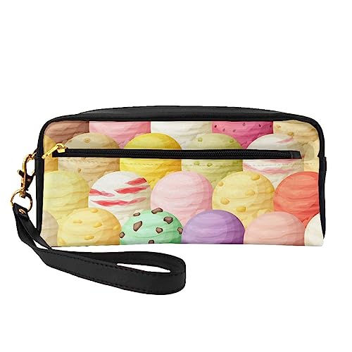 Reise-Make-up-Tasche mit Tragegriff, weiches und vielseitiges PU-Leder, tragbar, Kosmetiktasche für Damen und Mädchen, Camouflage-Grün, ice cream, Einheitsgröße von VGFJHNDF