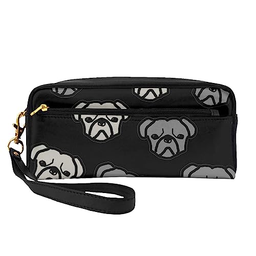 Reise-Make-up-Tasche mit Tragegriff, weiches und vielseitiges PU-Leder, tragbar, Kosmetiktasche für Damen und Mädchen, Geschenk, Amerikanischer Hundekopf, Einheitsgröße von VGFJHNDF