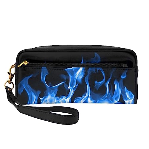 Reise-Make-up-Tasche mit Tragegriff, weiches und vielseitiges PU-Leder, tragbar, Kosmetiktasche für Damen und Mädchen, Geschenk, Blue Fire, Einheitsgröße von VGFJHNDF