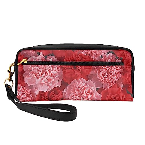 Reise-Make-up-Tasche mit Tragegriff, weiches und vielseitiges PU-Leder, tragbar, Kosmetiktasche für Damen und Mädchen, Geschenk, Rosa Pfingstrose, Einheitsgröße von VGFJHNDF