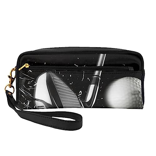 Reise-Make-up-Tasche mit Tragegriff, weiches und vielseitiges PU-Leder, tragbar, Kosmetiktasche für Damen und Mädchen, Geschenk, Schwarz und Weiß Golf, Einheitsgröße von VGFJHNDF