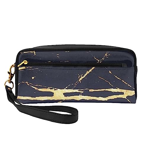 Reise-Make-up-Tasche mit Tragegriff, weiches und vielseitiges PU-Leder, tragbar, Kosmetiktasche für Damen und Mädchen, zwei Giraffen, die auf der Barren laufen, Marmor, Einheitsgröße von VGFJHNDF