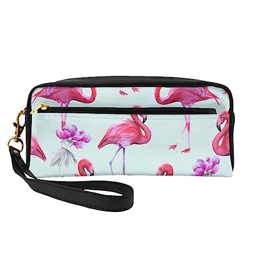 Reise-Make-up-Tasche mit Tragegriff, weiches und vielseitiges PU-Leder, tragbar, für Damen, Mädchen, Geschenk, Pink Flamingos, Einheitsgröße von VGFJHNDF