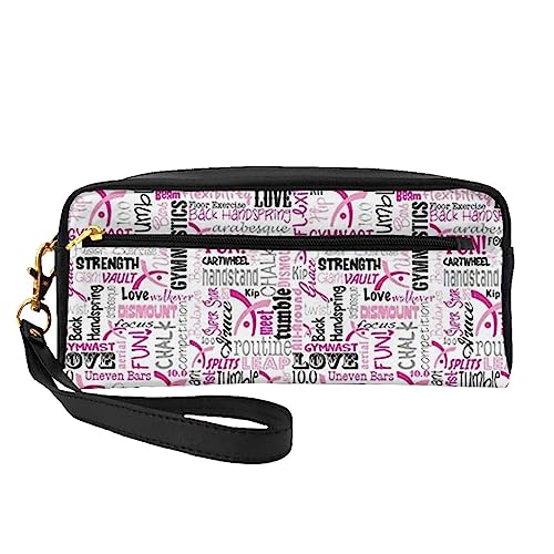 Reise-Make-up-Tasche mit Tragegriff, weiches und vielseitiges PU-Leder, tragbare Kosmetiktasche für Damen und Mädchen, Geschenk, Gymnastik pink, Einheitsgröße von VGFJHNDF