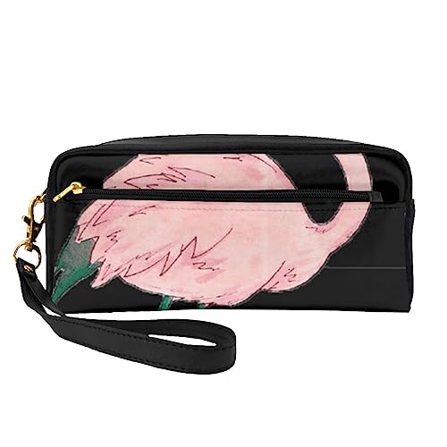 Reise-Make-up-Tasche mit Tragegriff, weiches und vielseitiges PU-Leder, tragbare Kosmetiktasche für Damen und Mädchen, Geschenk, Handbemalter Flamingo-Vog, Einheitsgröße von VGFJHNDF