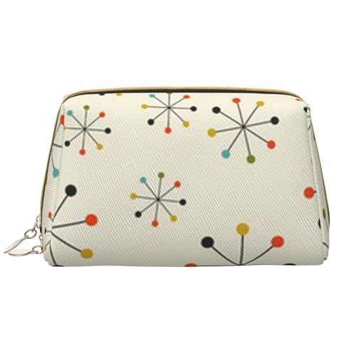 Rosa Blatt Blumen Bedruckte Leder Make-up Tasche für Frauen Mädchen - Tragbare Reise Kosmetik Organizer Kulturbeutel, Absktraktes, geometrisches Muster, Einheitsgröße von VGFJHNDF