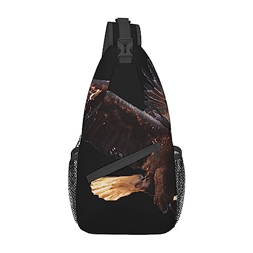 Rotwein Sling Bag Travel Crossbody Rucksack Brusttasche für Männer Frauen, verstellbare linke und rechte Schultern Wandern Casual Daypack, Adler, Einheitsgröße von VGFJHNDF