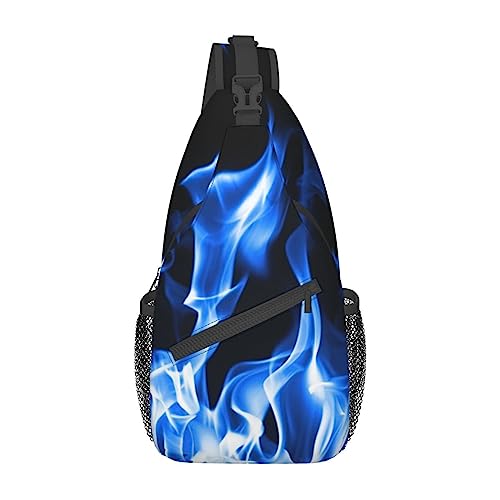 Rotwein Sling Bag Travel Crossbody Rucksack Brusttasche für Männer Frauen, verstellbare linke und rechte Schultern Wandern Casual Daypack, Blue Fire, Einheitsgröße von VGFJHNDF