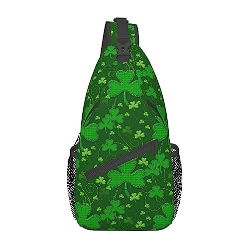 Rotwein Sling Bag Travel Crossbody Rucksack Brusttasche für Männer Frauen, verstellbare linke und rechte Schultern Wandern Casual Daypack, Hintergrund St. Patrick's Day Glitter, Einheitsgröße von VGFJHNDF