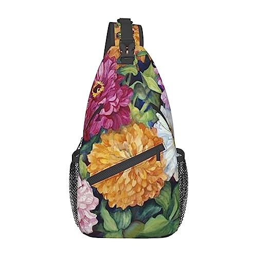 Rucksack mit Musik-Hintergrund, Schultertasche, Reise-Umhängetasche, Brusttasche, für Männer und Frauen, verstellbare linke und rechte Schultern, Wandern, lässiger Tagesrucksack, Bunte Frühling Sommer von VGFJHNDF