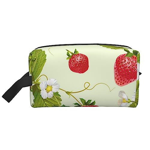 Schöne Erdbeer-Reise-Make-up-Tasche mit Griffschlaufe – große Kapazität, tragbar, Kosmetik-Organizer-Tasche für Damen und Mädchen, Geschenke, Schöne Erdbeere, Einheitsgröße von VGFJHNDF