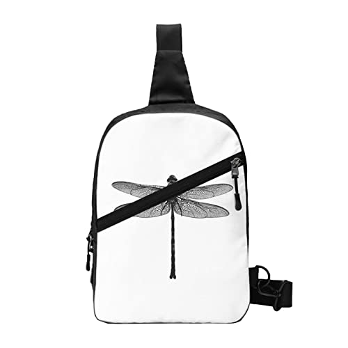 Schultertasche mit Knochen- und Pfotenabdruck, faltbar, Crossbody-Rucksack, Brusttasche für Männer und Frauen, verstellbare linke und rechte Schulter, Sport, lässiger Tagesrucksack, libelle, Einheitsgröße von VGFJHNDF