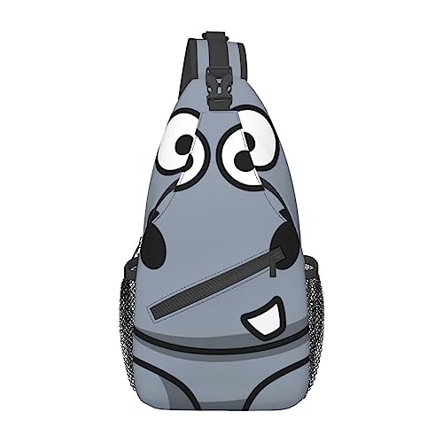 Schultertasche mit Knochen- und Pfotenabdruck-Motiv, Reise-Umhängetasche, Brustrucksack für Männer und Frauen, verstellbare linke und rechte Schultern, Wandern, lässiger Tagesrucksack, Cartoon-Nilpferd, Einheitsgröße von VGFJHNDF