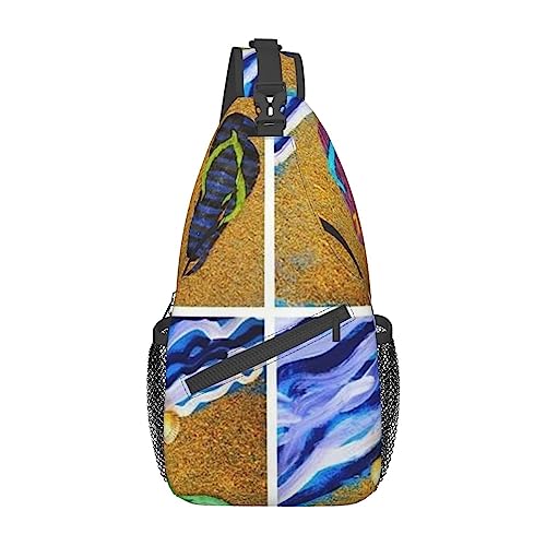 Schultertasche mit Mohnblumen-Motiv, Reise-Umhängetasche, Brusttasche, für Männer und Frauen, verstellbare linke und rechte Schultern, Wandern, lässiger Tagesrucksack, Flip Flops, Einheitsgröße von VGFJHNDF