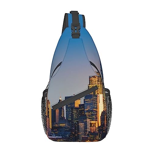 Schultertasche mit Mohnblumen-Motiv, Reise-Umhängetasche, Brusttasche, für Männer und Frauen, verstellbare linke und rechte Schultern, Wandern, lässiger Tagesrucksack, Schöne City Sky Line, Einheitsgröße von VGFJHNDF