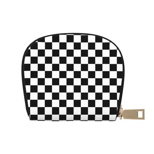 Schwarz und Weiß karierte Streifen gedruckt Kartenhalter Geldbörse Damen PU Leder Kartenetui Brieftasche & Pocket Wallet von VGFJHNDF
