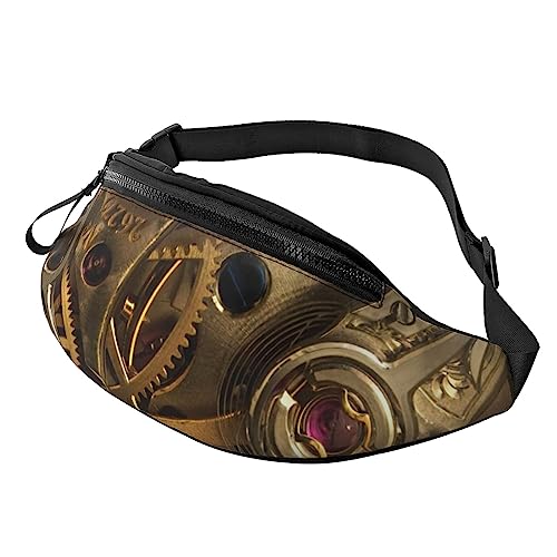 Sport-Hüfttasche mit pinkem Flamingomuster, mit Reißverschluss und Kopfhörerloch, Laufgürteltasche mit verstellbarem Gürtel für Damen und Herren, Coole Steampunk-Getriebe, Einheitsgröße von VGFJHNDF