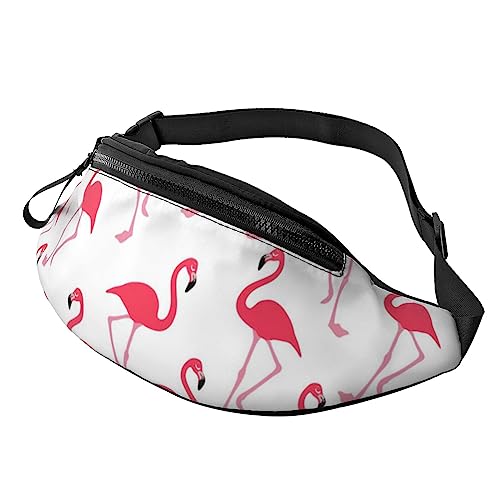 Sport-Hüfttasche mit pinkem Flamingomuster, mit Reißverschluss und Kopfhörerloch, Laufgürteltasche mit verstellbarem Gürtel für Damen und Herren, Rosa Flamingo-Muster, Einheitsgröße von VGFJHNDF
