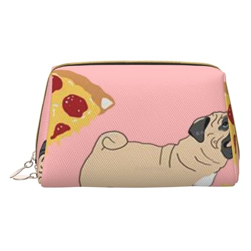 Starry Divination Constellation Bedruckte Leder Make-up Tasche für Frauen Mädchen - Kleine Tragbare Reise Kosmetik Organizer Kulturbeutel, Mops Pizza Rosa, Einheitsgröße von VGFJHNDF