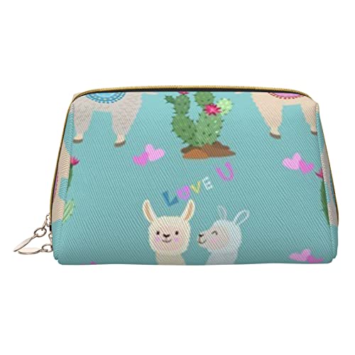 Starry Divination Constellation Bedruckte Leder Make-up Tasche für Frauen Mädchen - Kleine Tragbare Reise Kosmetik Organizer Kulturbeutel, Süßes Alpaka rosa Herz, Einheitsgröße von VGFJHNDF