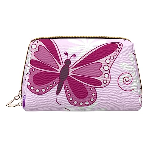 Starry Divination Constellation Bedruckte Leder Make-up Tasche für Frauen Mädchen - Kleine Tragbare Reise Kosmetik Organizer Kulturbeutel, rosa Schmetterling (Pink Butterfly), Einheitsgröße von VGFJHNDF