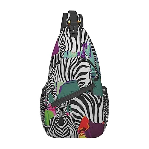 Strand-Schultertasche, Reise-Crossbody-Rucksack, Brusttasche für Männer und Frauen, verstellbare linke und rechte Schultern, Wandern, lässiger Tagesrucksack, zebra, Einheitsgröße von VGFJHNDF