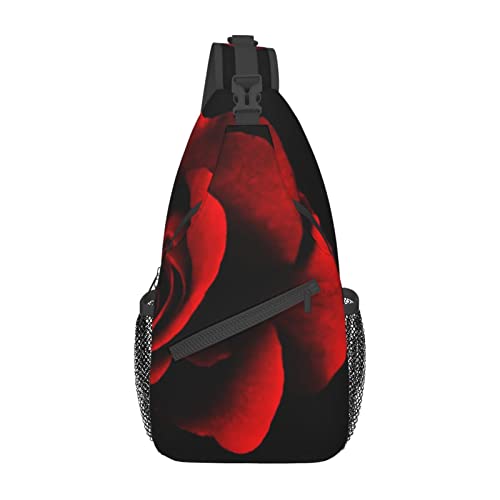 Taekwondo Design Sling Bag Travel Crossbody Rucksack Brusttasche für Männer Frauen, verstellbare linke und rechte Schultern, Wandern, Casual Daypack, rote rose, Einheitsgröße von VGFJHNDF