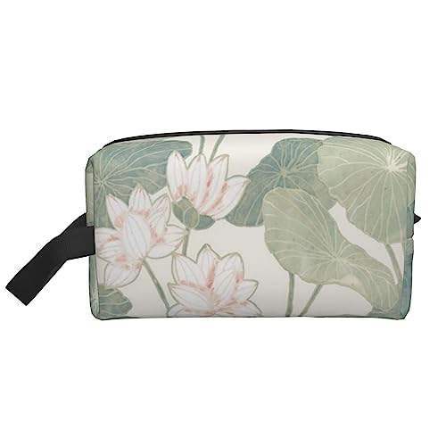 Tallinn Estland City Reise-Make-up-Tasche mit Griffschlaufe – große Kapazität, tragbar, Kosmetiktasche für Damen und Mädchen, Geschenk, Black Lily Pads, Einheitsgröße von VGFJHNDF