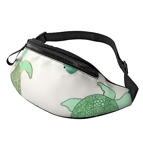 Turtle Write Sport-Hüfttasche mit Reißverschluss und Kopfhörerloch, Laufgürteltasche mit verstellbarem Gürtel für Damen und Herren, Turtle Write, Einheitsgröße von VGFJHNDF