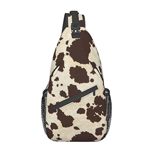 Twister Polka Dots Sling Bag Travel Crossbody Rucksack Brusttasche für Männer Frauen, verstellbare linke und rechte Schultern, Wandern, Casual Daypack, Braunes Rindsleder, Einheitsgröße von VGFJHNDF